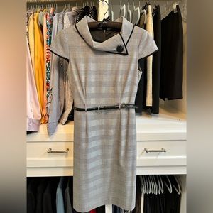 Tahari Arthur S. Levine Dress, Black and White Small Houndstooth